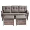 Gymojoy 3 Pieces Outdoor 3-Seat Sofa with Ottomans - 3 of 4