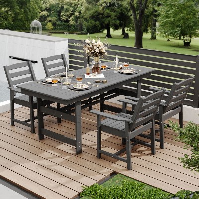 FUFU&GAGA Waterproof and Easy to Install Patio Dining Table Set Weather Resistant HDPE Material Essential for Patio and Garden Gatherings