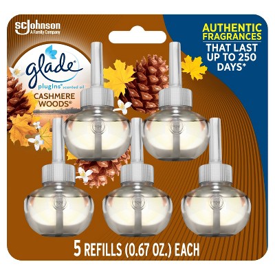 Glade PlugIns Scented Oil Air Freshener Cashmere Woods Refill - 3.35oz/5ct
