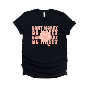 Simply Sage Market Women's Don't Worry Be Happy Smiley Face Short Sleeve Graphic Tee - 1 of 4