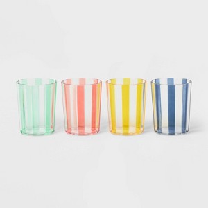 4pk 14 fl oz Striped Low Tumblers - Sun Squad™ - 1 of 4