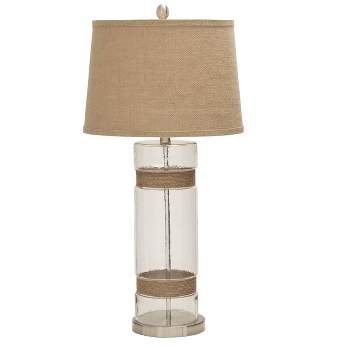 Glass Table Lamp with Drum Shade Set of 2 Silver - Olivia & May