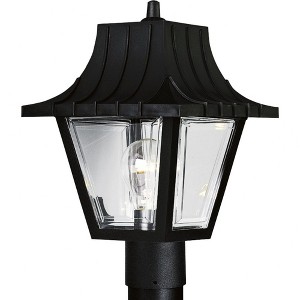 Progress Lighting, Mansard, 1-Light Post Lantern, Textured Black, Beveled Clear Acrylic Panels, Shade Included - 1 of 2