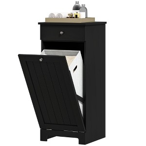 Aghana Digitals Black Laundry Cabinet with Tilt-Out Hamper, Foldable Cloth Bag & Drawer - Modern - 1 of 4