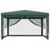 vidaXL Green Party Tent 13.1'x13.1' with 4 Mesh Sidewalls – High-Density Polyethylene HDPE and Iron Frame for Outdoor Events, BBQs, Weddings - 3 of 4