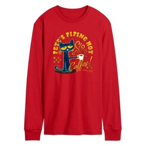 Men's - Pete the Cat - Piping Hot Coffee Long Sleeve Graphic T-Shirt - 1 of 3