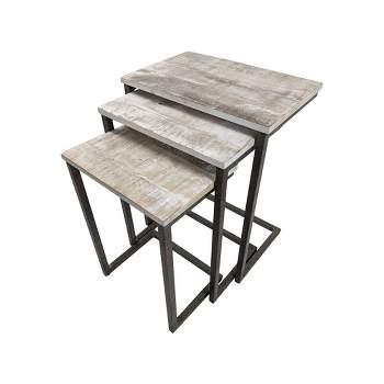 Addison Nesting Table Set Natural Driftwood/Aged Iron - Carolina Chair & Table