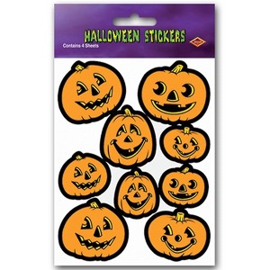 Beistle 4 3/4" x 7 1/2" Jack-O-Lantern Sticker 28/Pack 04001 - 1 of 1