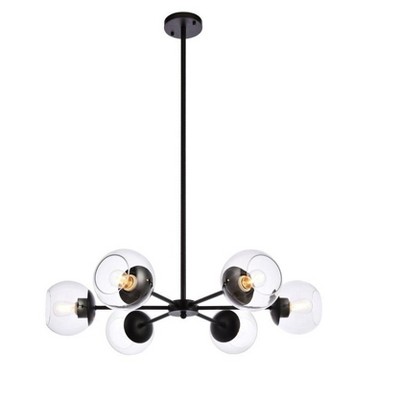 Briggs 30-Inch Black and Clear Glass Globe Pendant Light