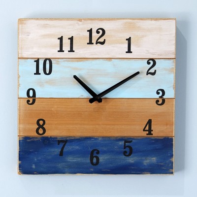 Lakeside Coastal Sea Boards Nautical Accent Wall Clock with Analog Face