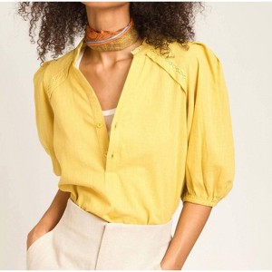 Women's Puff Sleeve Crochet Blouse - An'ge - 1 of 3