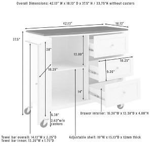 Crosley Soren Stone Top Kitchen Island/Cart White: Rolling Cart with Storage, 2 Shelves, 3 Drawers, Traditional Style - 1 of 4