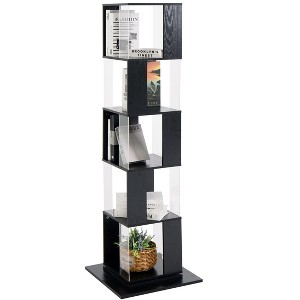 Lirago,19.68"L*19.68"W*63"H, 5-Tier Rotating Bookshelf with Acrylic Shelves & Anti-Tip Base - Multi-Functional Storage for Living Room,Black - 1 of 4