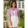 Allegra K Women's Elegant 3/4 Sleeve Sheer Floral Lace Cropped Bolero Shrugs - 3 of 4