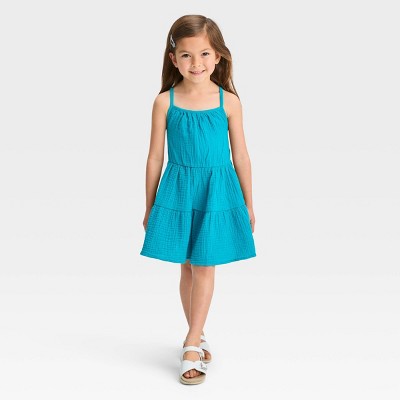 Image of Toddler Girls' Gauze Dress - Cat & Jack™ Teal Green 2T