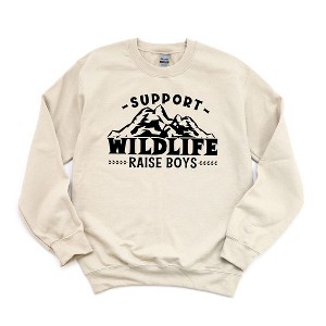 Simply Sage Market Women's Graphic Sweatshirt Support Wildlife Raise Boys - 1 of 3