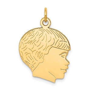 Black Bow Jewelry 14k Yellow Gold Polished Boys Head Charm or Pendant, 16mm - 1 of 4