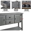 48" Sideboard Buffet Cabinet with 2 Drawers and Cabinets and Bottom Shelf, Buffet Cabinet Sofa Table for Kitchen, Dining Room, Entryway, Grey - 4 of 4