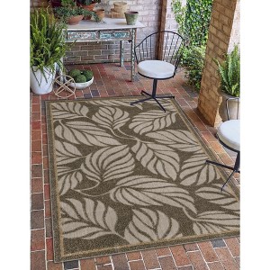 Unique Loom    Outdoor Botanical Augusta Area Rug - 1 of 4