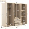 6 Doors Wooden Wardrobe Storage For Bedroom, 68''Tall Clothing Armoires With 3 Drawers Inside, Modern Armoires-Cuddlewood - 4 of 4