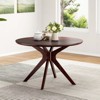 Bencmate Coffee Tables, Solid Round Coffee Table for 4 to 6 People with Intersecting Pedestal Base, Dining Table, Brown, 47.2"*47.2"*30.3" - 4 of 4