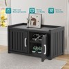 CAVINAS 31.9"L Rectangular Polypropylene Ottoman Shoe Bench with Storage,2-Tier Entryway Bench with 2 Barn Doors for Living Room,Bedroom,Black - 3 of 4