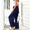 Women's Linen Wide Leg Pants with Drawstring Waist Relaxed Fit Casual Summer Trousers - 4 of 4