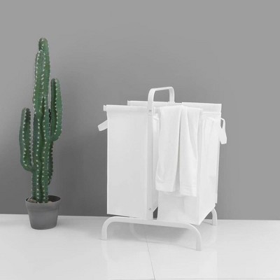 Double Laundry Hamper with lid,110L Laundry Basket with 2 Removable Bags,2 Section Dirty Clothes Basket for Laundry Room Closet Bathroom Black