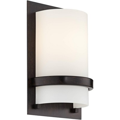 Minka Lavery Industrial Wall Light Sconce Iron Oxide Hardwired 6 3/4" Fixture Etched Opal Glass Shade for Bedroom Bathroom Vanity