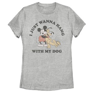 Women's Mickey & Friends I Just Wanna Hang With My Dog Pluto T-Shirt - 1 of 4