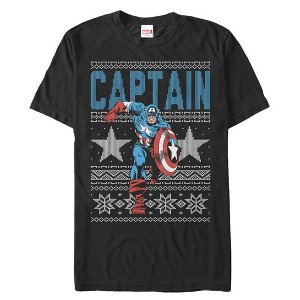Men's Marvel Ugly Christmas Captain America Star T-Shirt - 1 of 4