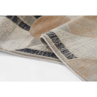 Charcoal Geometric Wool and Synthetic Rectangular Rug 5'1" x 7'7"