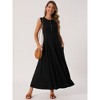 INSPIRE CHIC Women's Sleeveless Button Fit Flare A-Line Flowy Casual Long Dress - 3 of 4