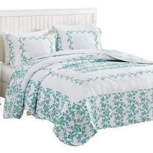 Collections Etc Damask Embroidered Bedspread - 1 of 4
