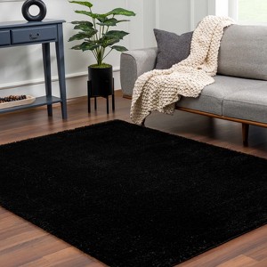 Hauteloom Heavenly Solid Black Plush Rug - 1 of 4