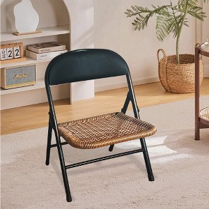 TOAOTBNBOB Metal Counter Height Barstools, Modern Bar Stools with Woven Sculpted Look, Contemporary Bar Chairs for Dining Room, Black - 1 of 4