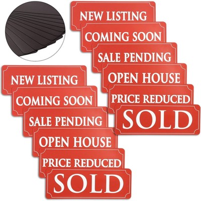 Juvale 12 Pack Magnetic Real Estate Signs, Coming Soon, Sold, 6 Phrases (17 x 6 in)
