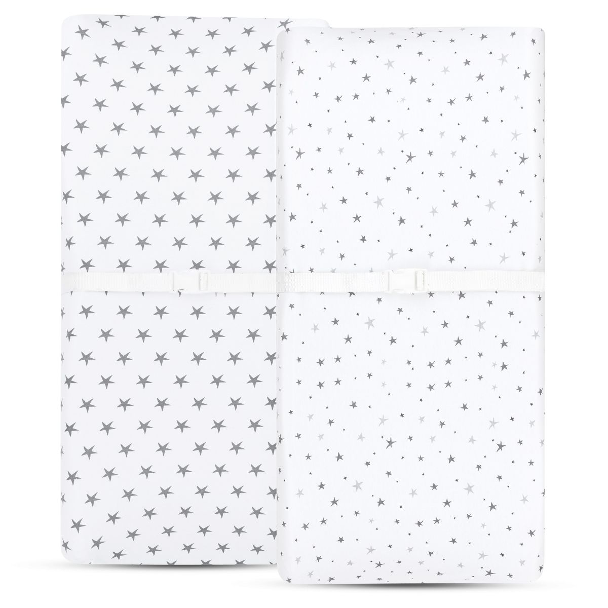 Ely's & Co. Baby Fitted Waterproof Sheet Set  100% Combed Jersey Cotton Grey Stars 2 Pack