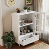 VYNXARIA Modern Minimalist White Storage Cabinet with Glass Doors - 3 of 4