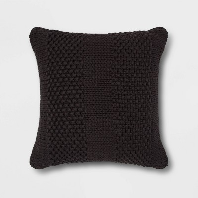 Chunky Patterned Weave Square Throw Pillow Black - Project 62™