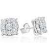 Pompeii3 1 Ct TW Cushion Halo Studs 10k White Gold Women's Earrings - 2 of 3