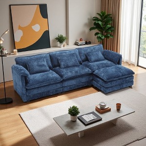 112" Modern L-Shaped Sectional Sofa with Movable Pedals & Detachable Armrests - 1 of 4