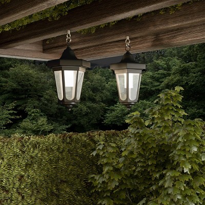 Black Solar LED Lanterns with Shepherd Hooks - Set of 2