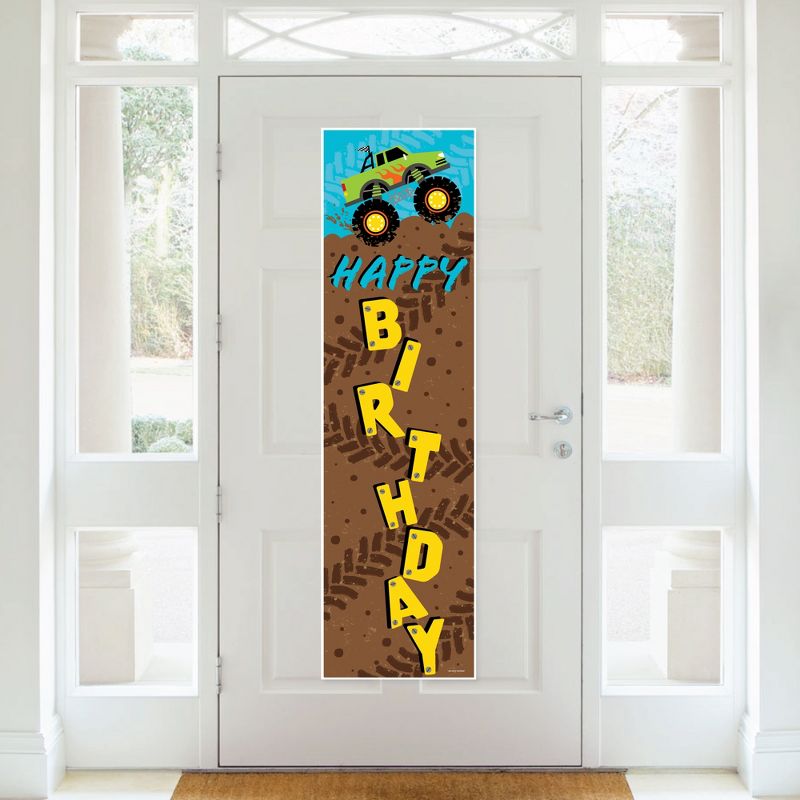 Big Dot of Happiness Smash and Crash - Monster Truck - Boy Birthday Party Front Door Decoration - Vertical Banner, 2 of 8