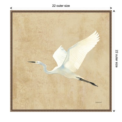 Beaded Framed Egret Print on Canvas Wall Art