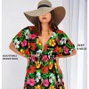 LA LEELA Women's Beachwear Summer Swim Beach Dress Cover Ups for Swimwear Women Short Fall Swimsuit Coverups for Women Tops XL-XXL Black Floral - 2 of 4
