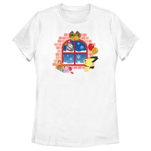 Women's Pokemon Christmas Window T-Shirt - 1 of 4