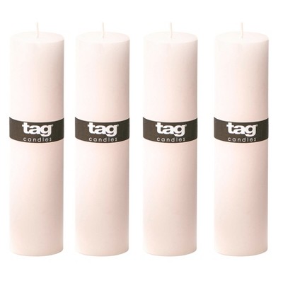 tagltd Chapel 2X8 White Pillar Paraffin Wax Candle Unscented Drip-Free Long Burning 52 Hours For Home Decor Wedding Parties Set of 4