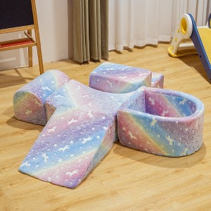 Hooseng Kids Couch, 5-in 1 Modular Sectional Toddler Playing Sofa, Multi-Combination Glow-in-The-Dark Climbing Blocks Toys - 1 of 4
