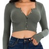 Slickblue Women's Ribbed Long Sleeve Crop Top, Snap Button Front Fitted Tee, 8 Color Options, Size S-L - 3 of 4